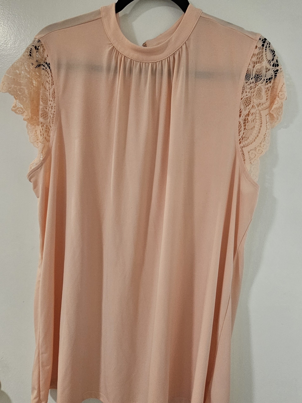torrid Peach Lace Cap Sleeve Mock Neck Top
